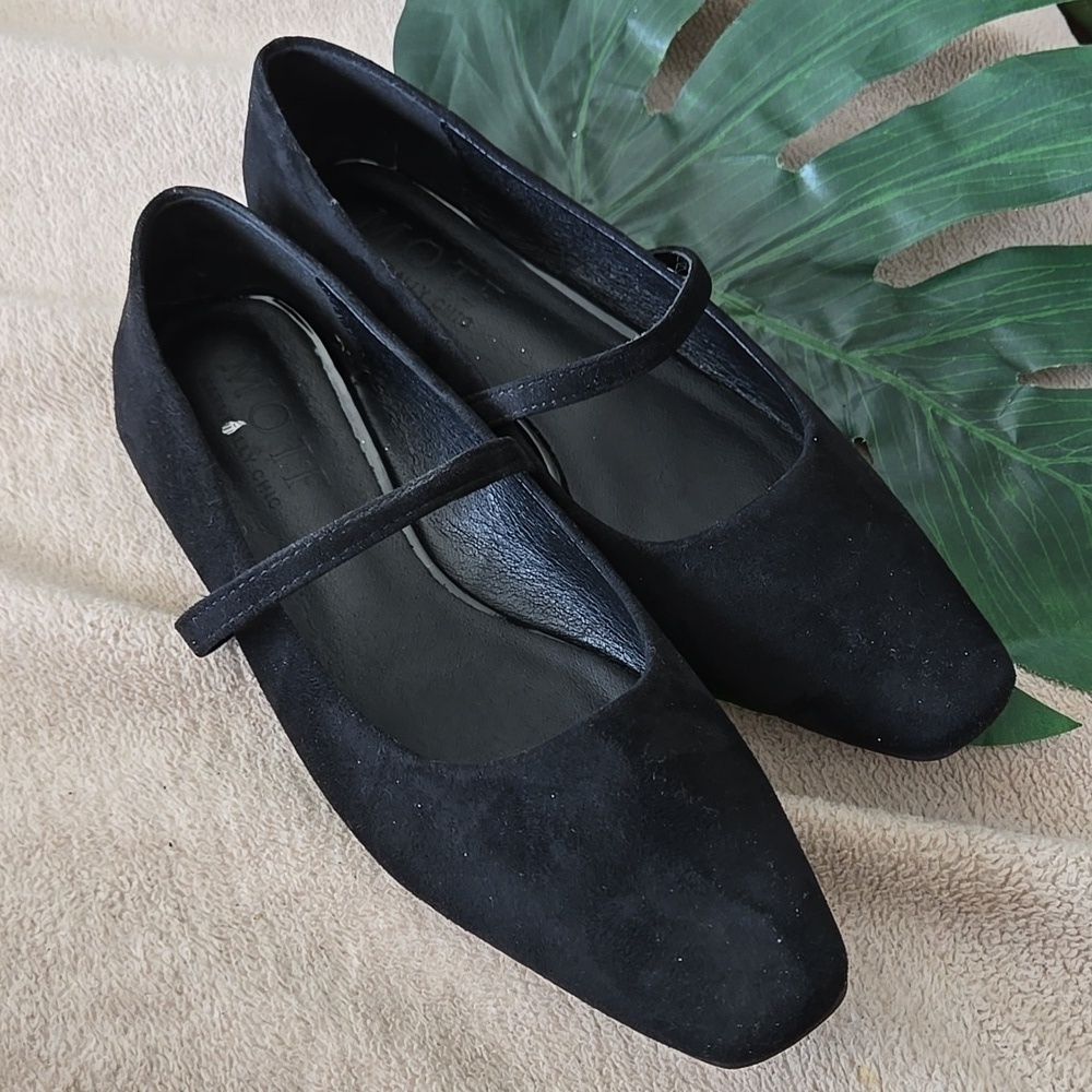 MOTF Black Women's Flats with Strap Almond Toe Minimalist Casual Shoes 41/10
